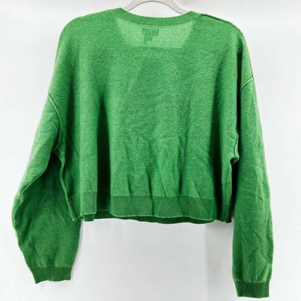 Anthropologie Pilcro The Alani Cashmere Crop crewneck Sweater "MILAN" Green SzL - Picture 9 of 9